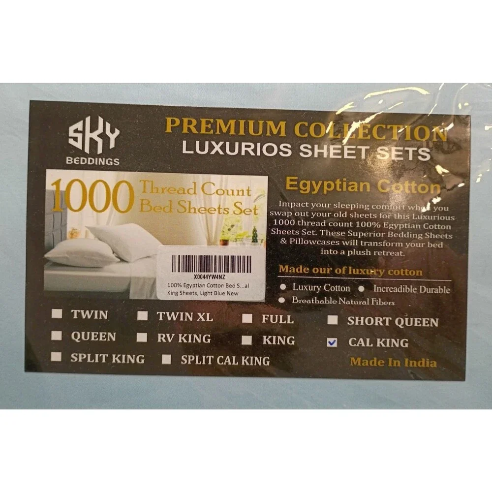 New 4 Piece California King Sheets Set 1000 TC 100% Egyptian Cotton Deep Pockets